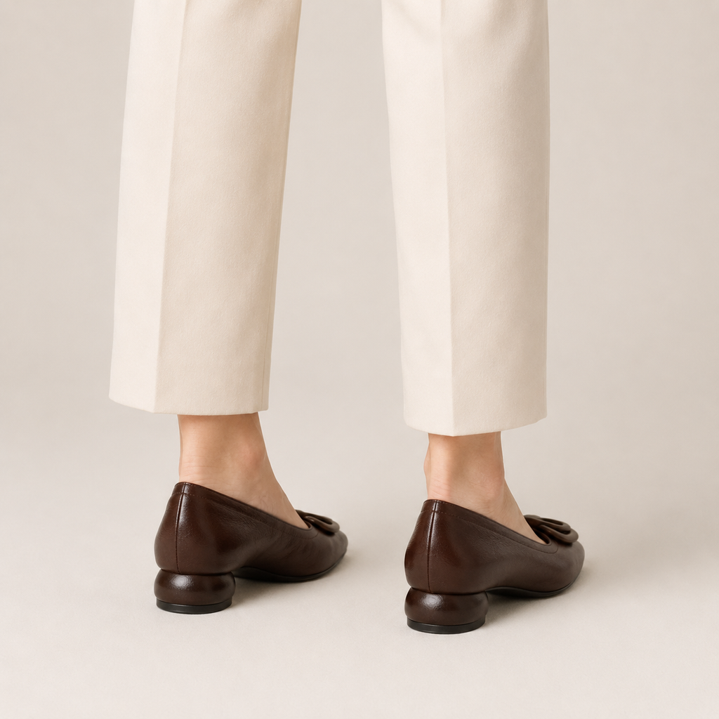 Clara Square Toe Loafer — Women's Low Block Heel Slip-On Shoe