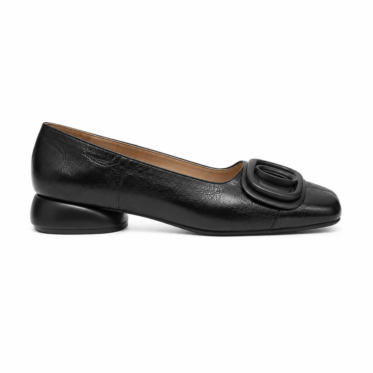 Clara Square Toe Loafer — Women's Low Block Heel Slip-On Shoe