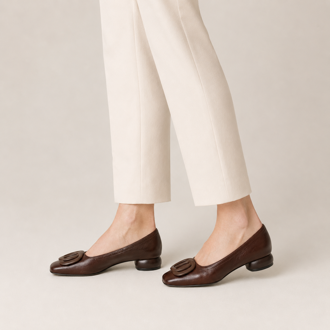 Clara Square Toe Loafer — Women's Low Block Heel Slip-On Shoe