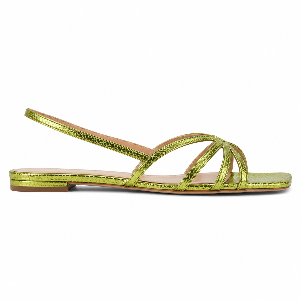 Clara Strappy Flat Sandal — Women's Metallic Slingback Summer Sandal