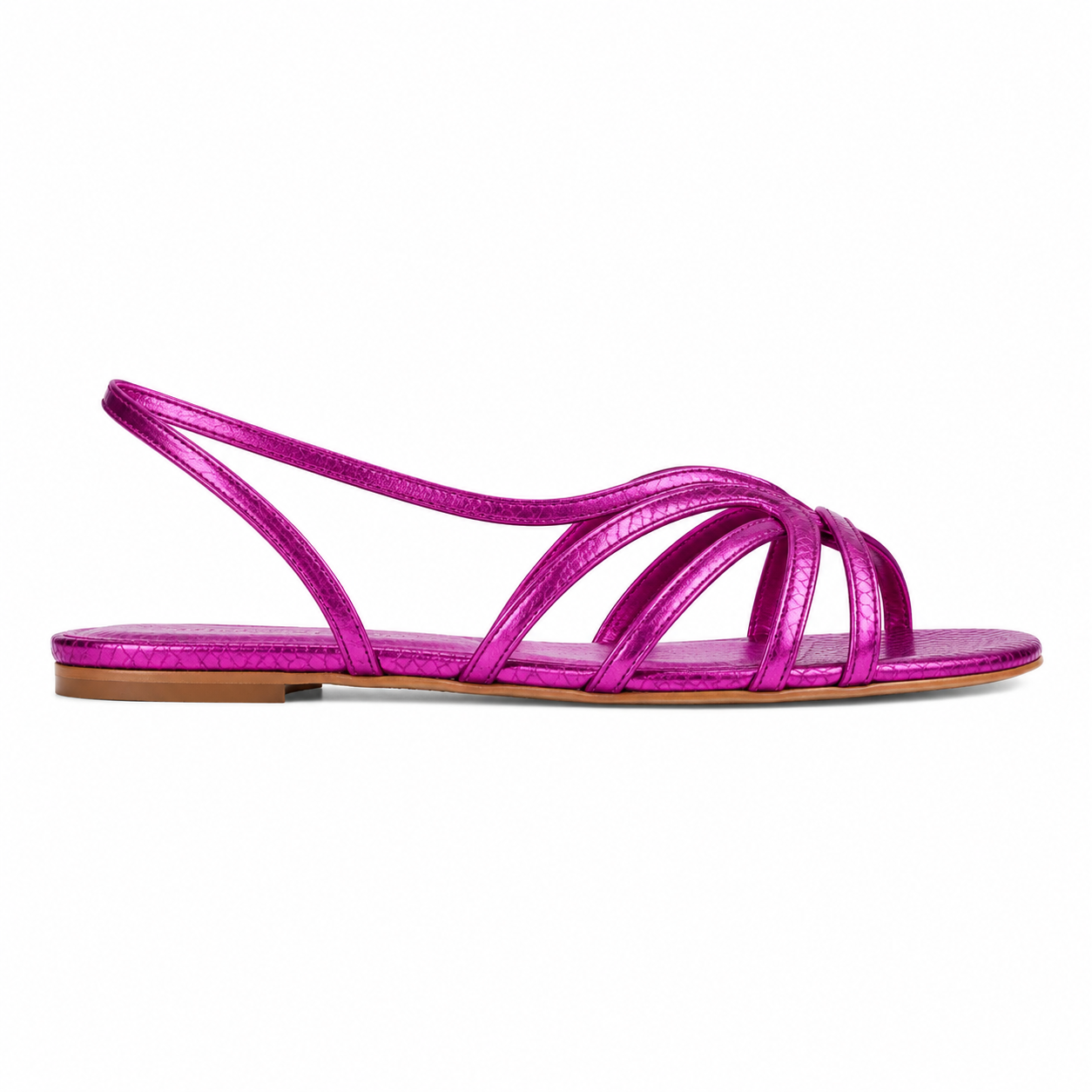Clara Strappy Flat Sandal — Women's Metallic Slingback Summer Sandal