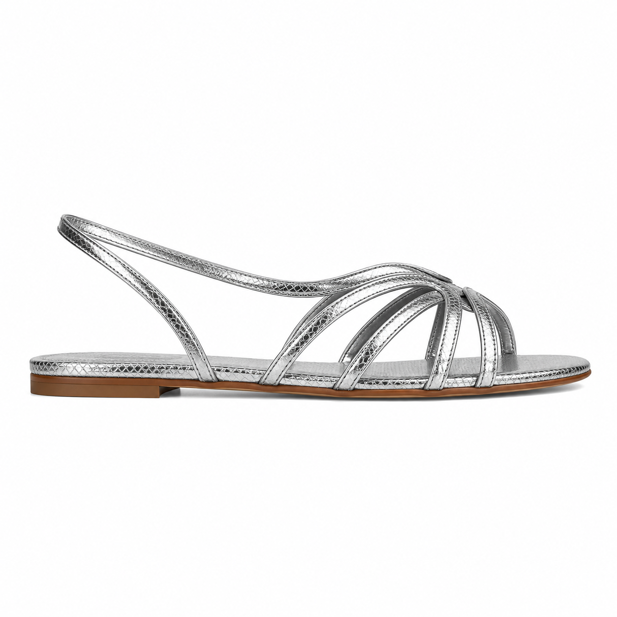 Clara Strappy Flat Sandal — Women's Metallic Slingback Summer Sandal