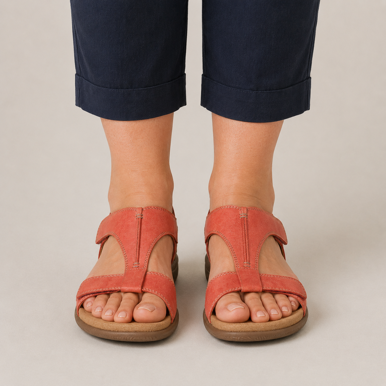 Clara T-Bar Comfort Sandal — Women's Wide Fit Adjustable Summer Sandal