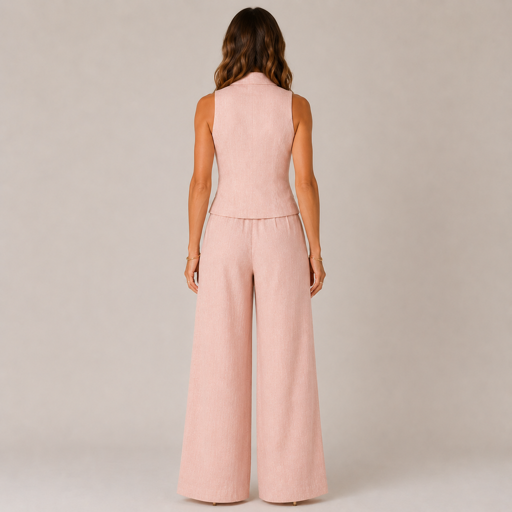 Clara Tailored Vest & Trouser Set — Women's Two-Piece Wide Leg Suit
