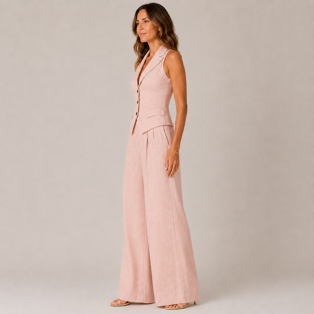 Clara Tailored Vest & Trouser Set — Women's Two-Piece Wide Leg Suit