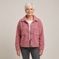 Women's Pink Teddy Jacket — Button Front Collared Fleece Shacket with Pockets