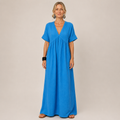 Clara V-Neck Maxi Dress — Women's Short Sleeve Relaxed Summer Maxi Dress
