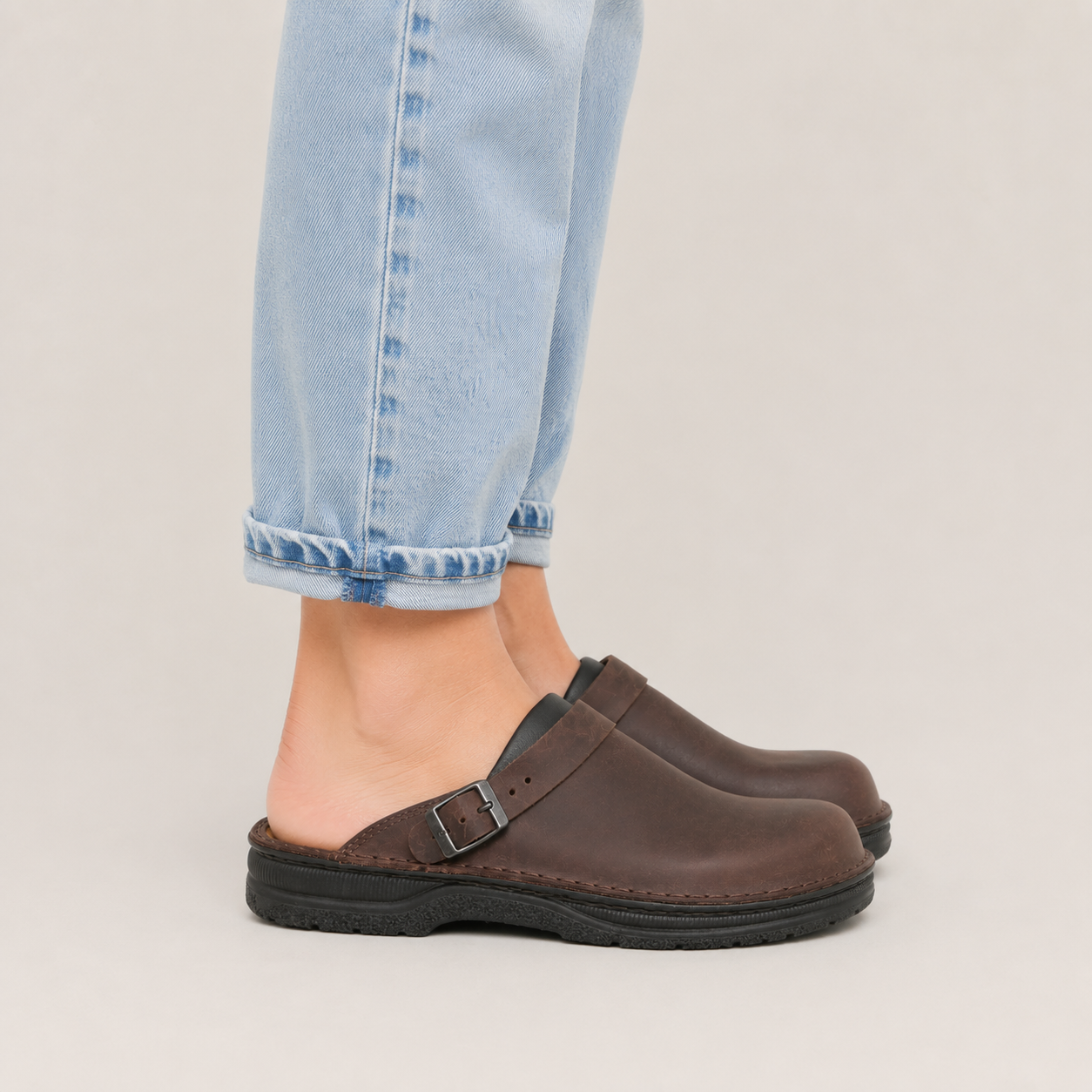 Clara Heritage Buckle Clog — Women's Comfort Slip-On Shoe
