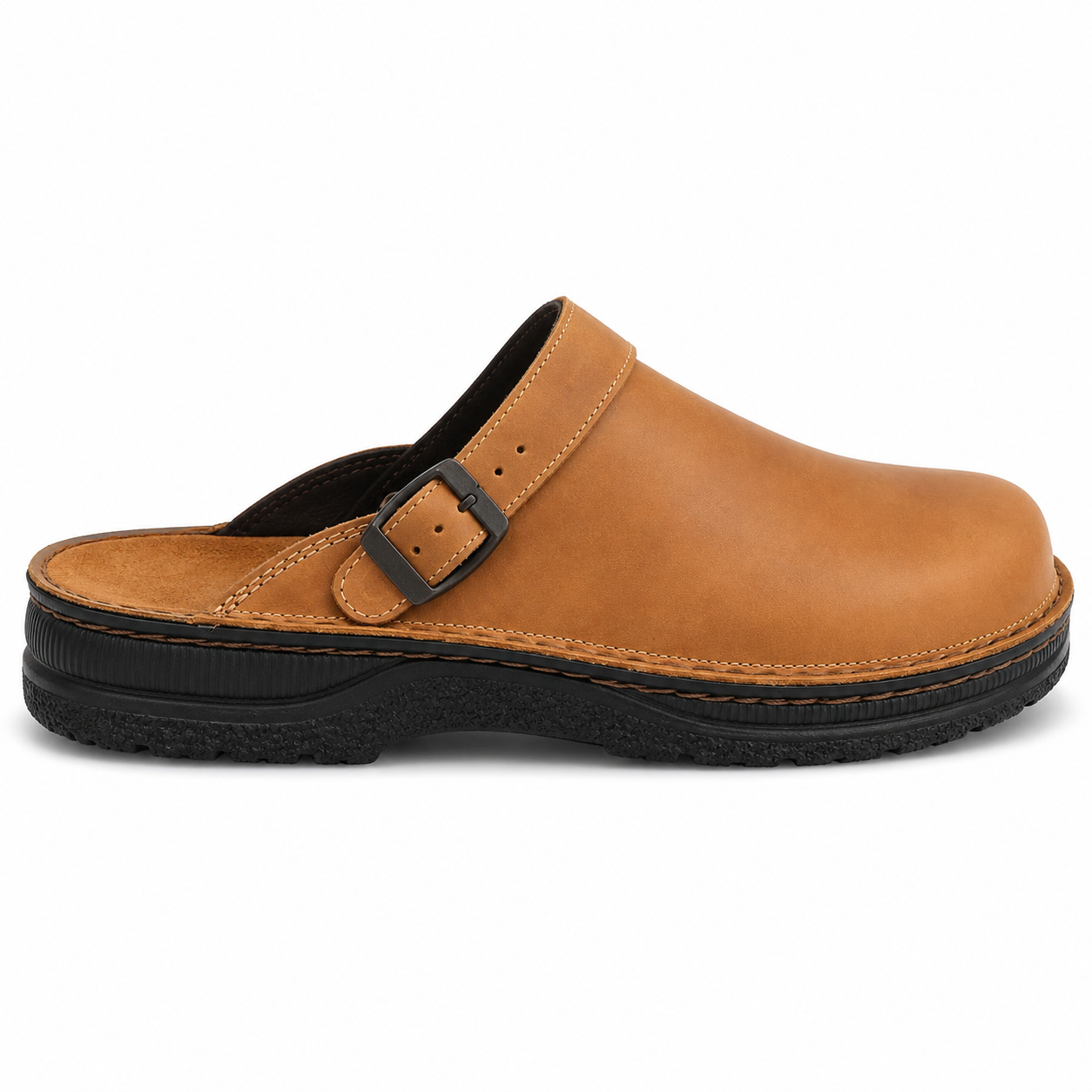 Clara Heritage Buckle Clog — Women's Comfort Slip-On Shoe