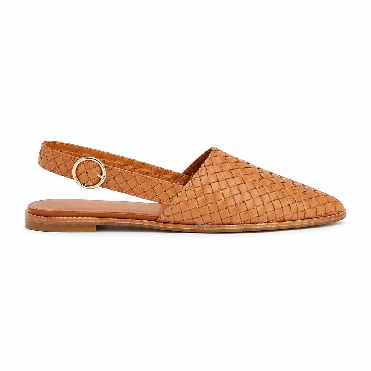 Clara Woven Slingback Flat — Women's Pointed Toe Woven Slip-On Shoe
