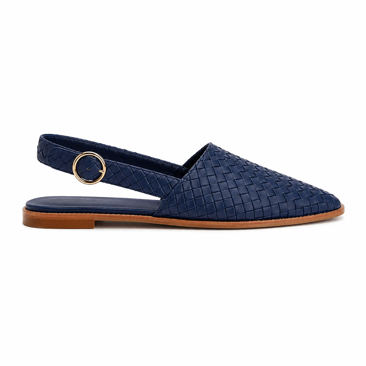 Clara Woven Slingback Flat — Women's Pointed Toe Woven Slip-On Shoe