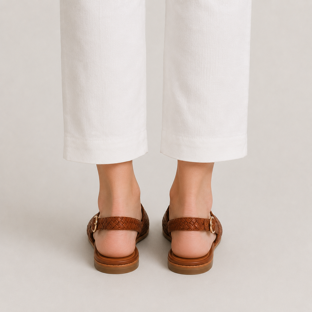 Clara Woven Slingback Flat — Women's Pointed Toe Woven Slip-On Shoe
