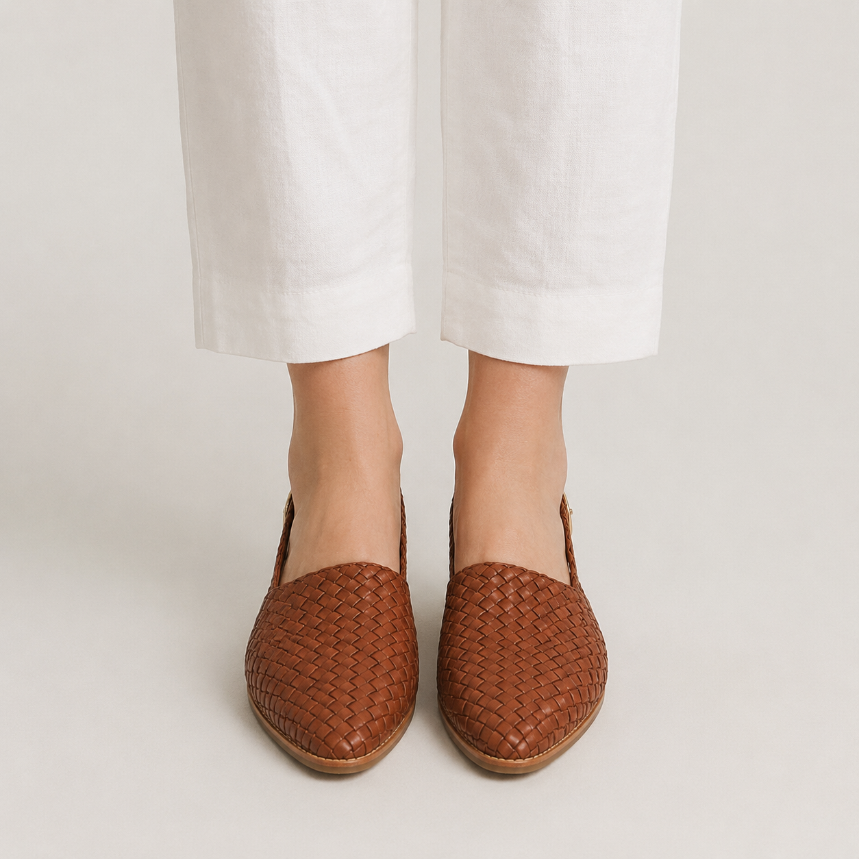 Clara Woven Slingback Flat — Women's Pointed Toe Woven Slip-On Shoe