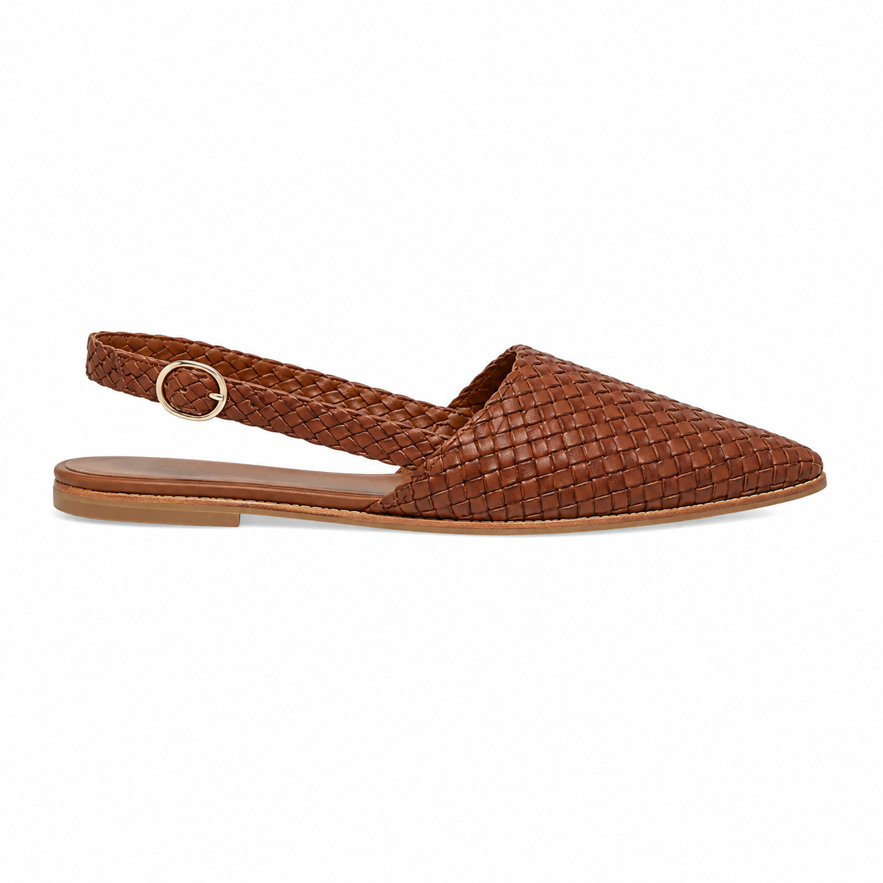 Clara Woven Slingback Flat — Women's Pointed Toe Woven Slip-On Shoe