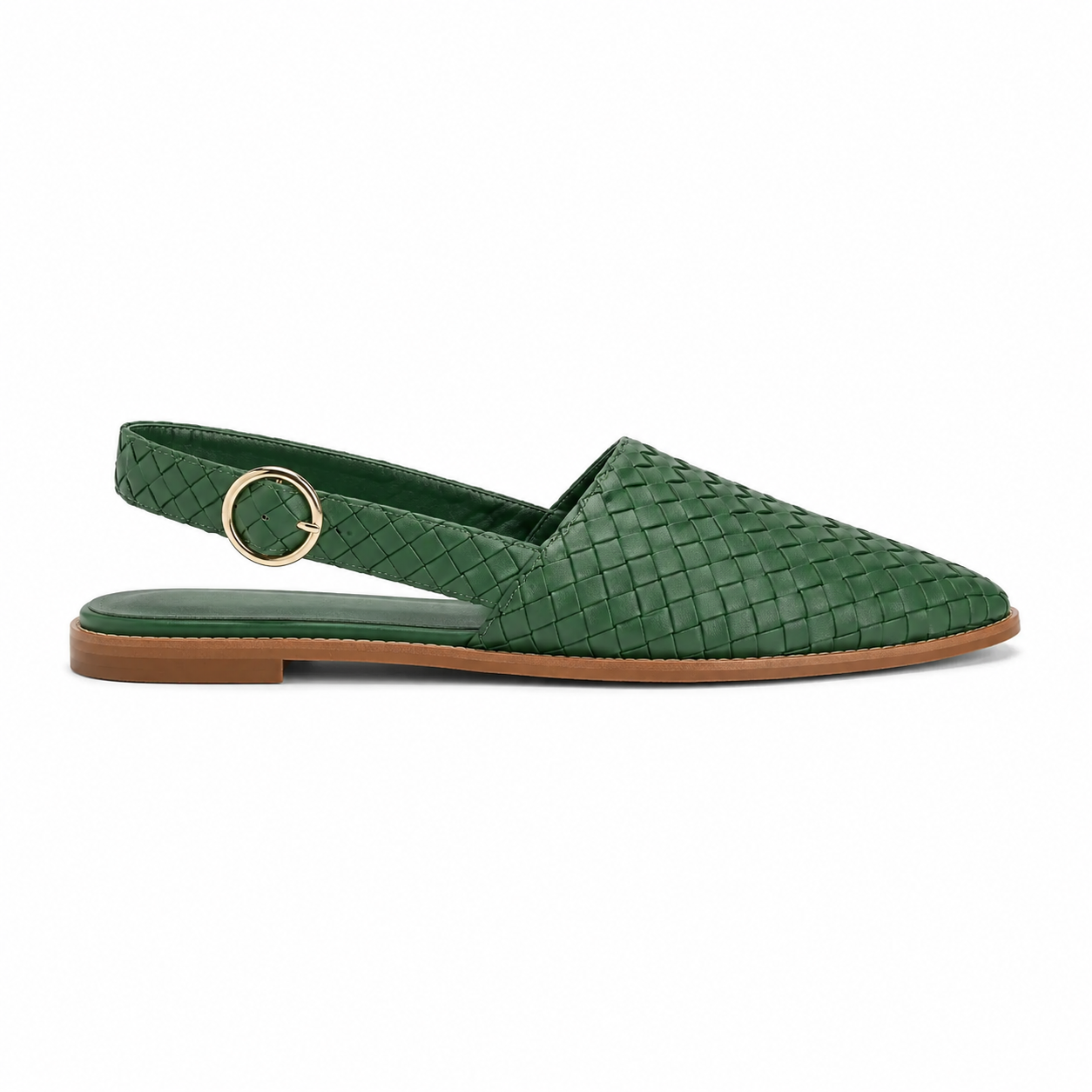 Clara Woven Slingback Flat — Women's Pointed Toe Woven Slip-On Shoe