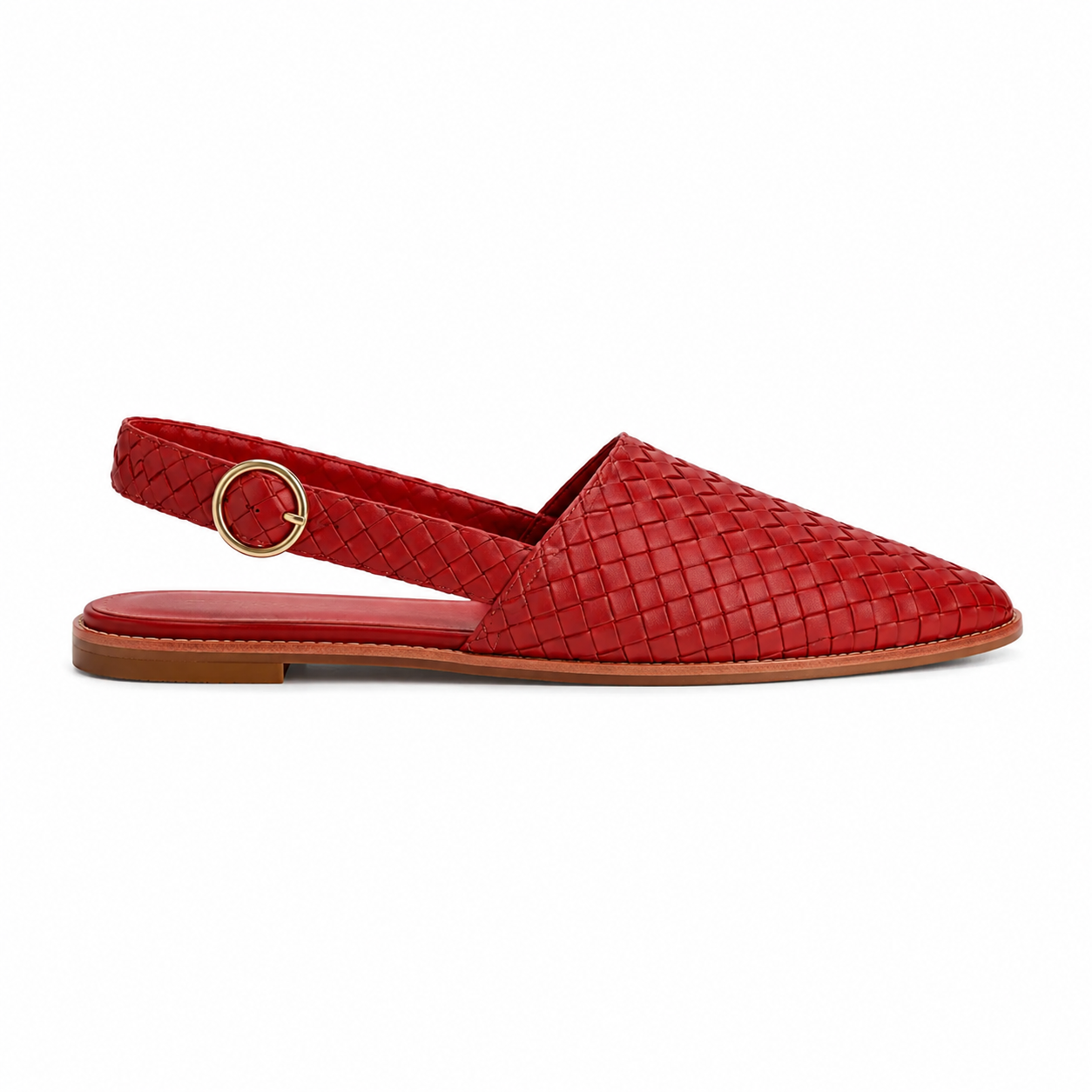 Clara Woven Slingback Flat — Women's Pointed Toe Woven Slip-On Shoe