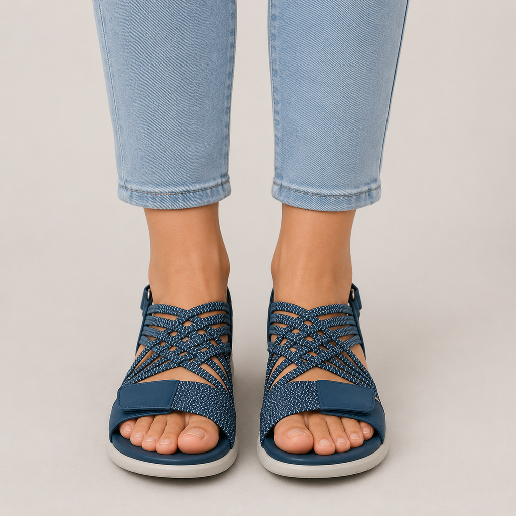 Clara Woven Strap Comfort Sandal — Women's Open Toe Summer Shoe