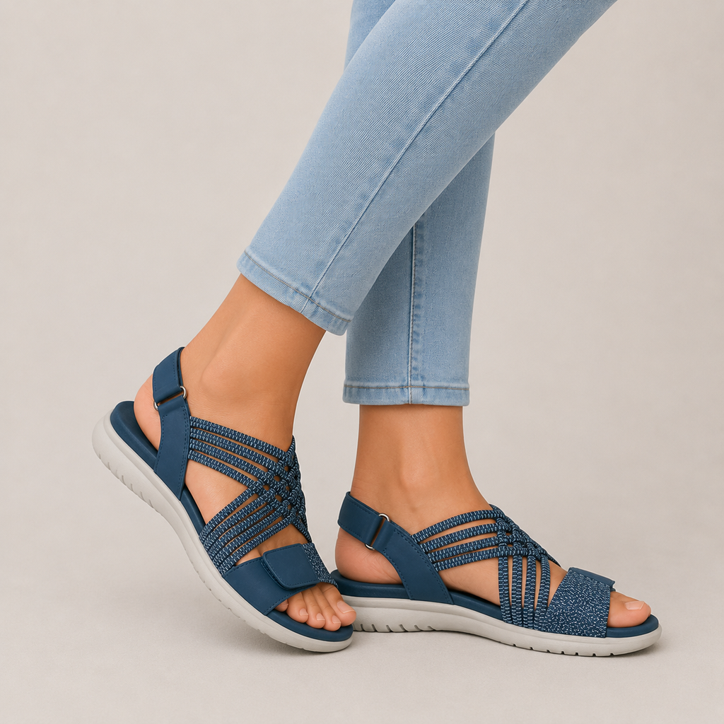 Clara Woven Strap Comfort Sandal — Women's Open Toe Summer Shoe