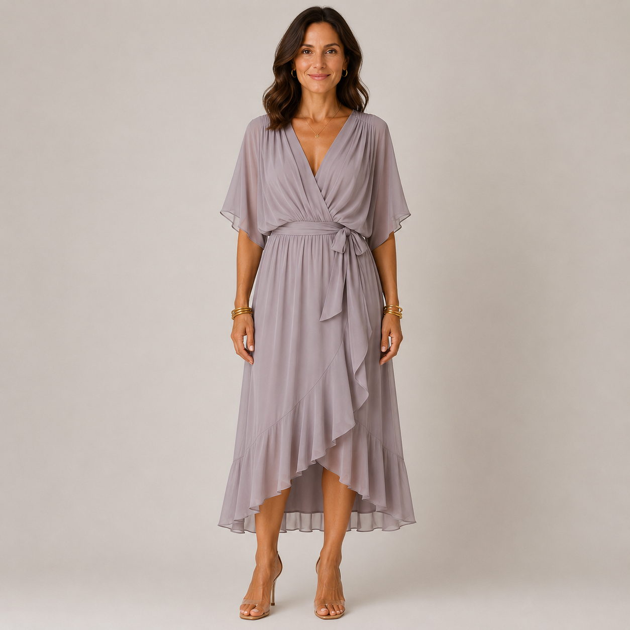 Clara Wrap Midi Dress — Women's Kimono Sleeve Belted Summer Dress