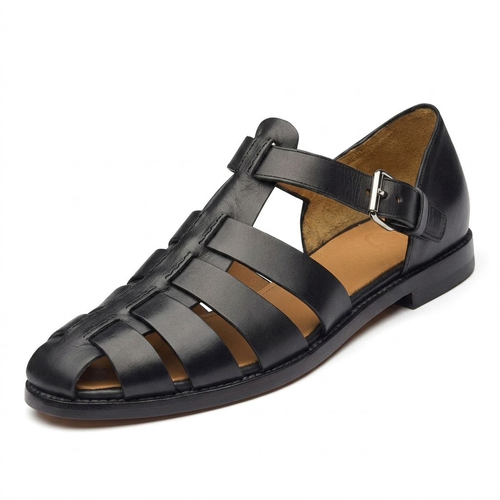 Patrick Fisherman Sandal — Men's Closed Toe Leather-Look Buckle Sandal