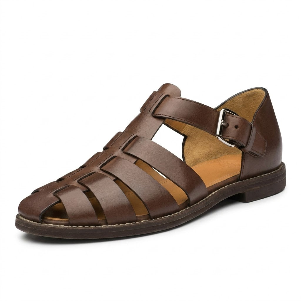 Patrick Fisherman Sandal — Men's Closed Toe Leather-Look Buckle Sandal