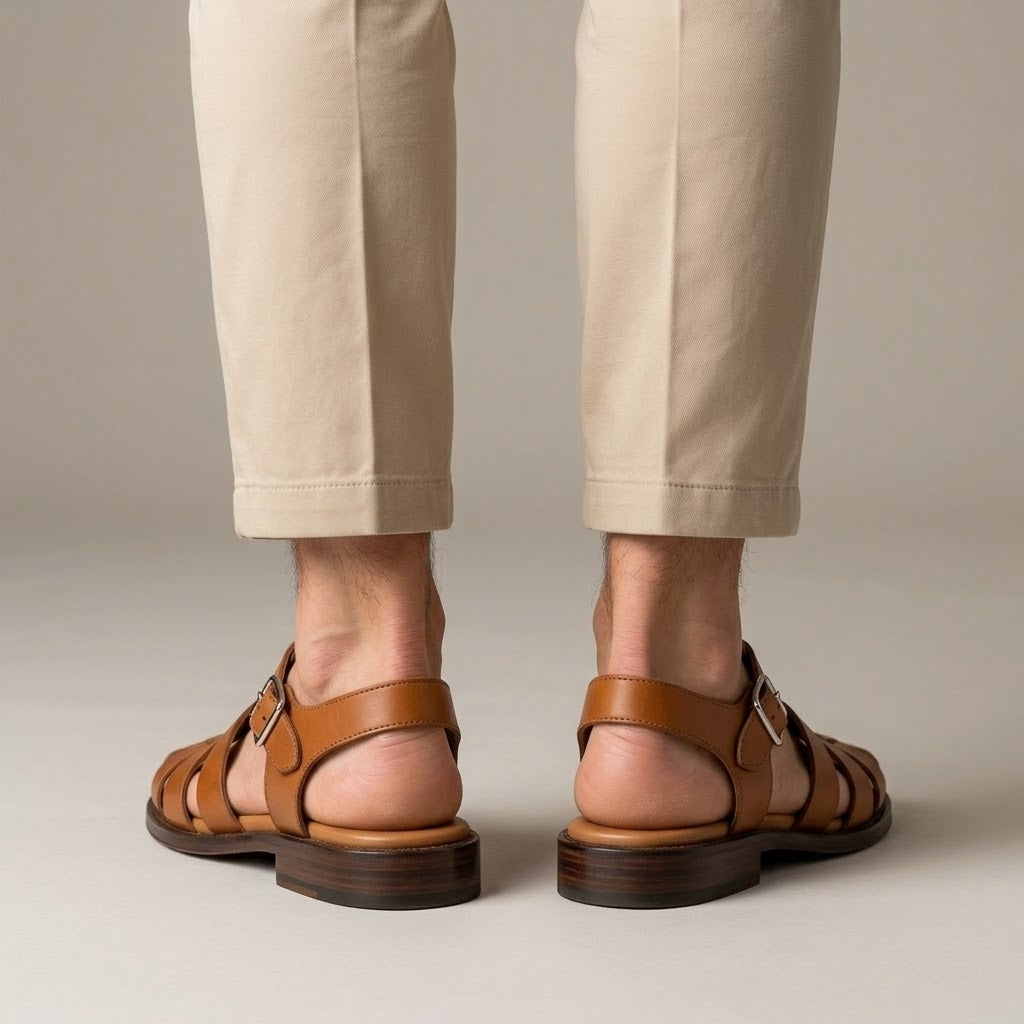 Patrick Fisherman Sandal — Men's Closed Toe Leather-Look Buckle Sandal