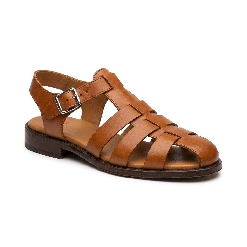 Patrick Fisherman Sandal — Men's Closed Toe Leather-Look Buckle Sandal