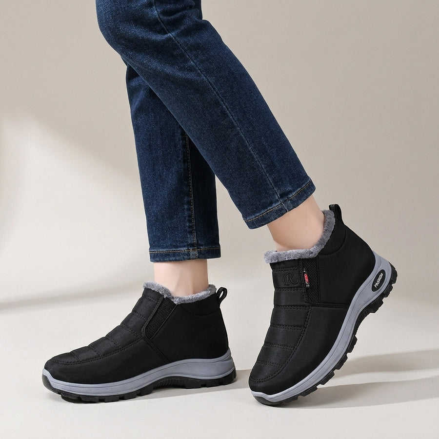 Women's Fleece Lined Waterproof Winter Walking Shoes – Black