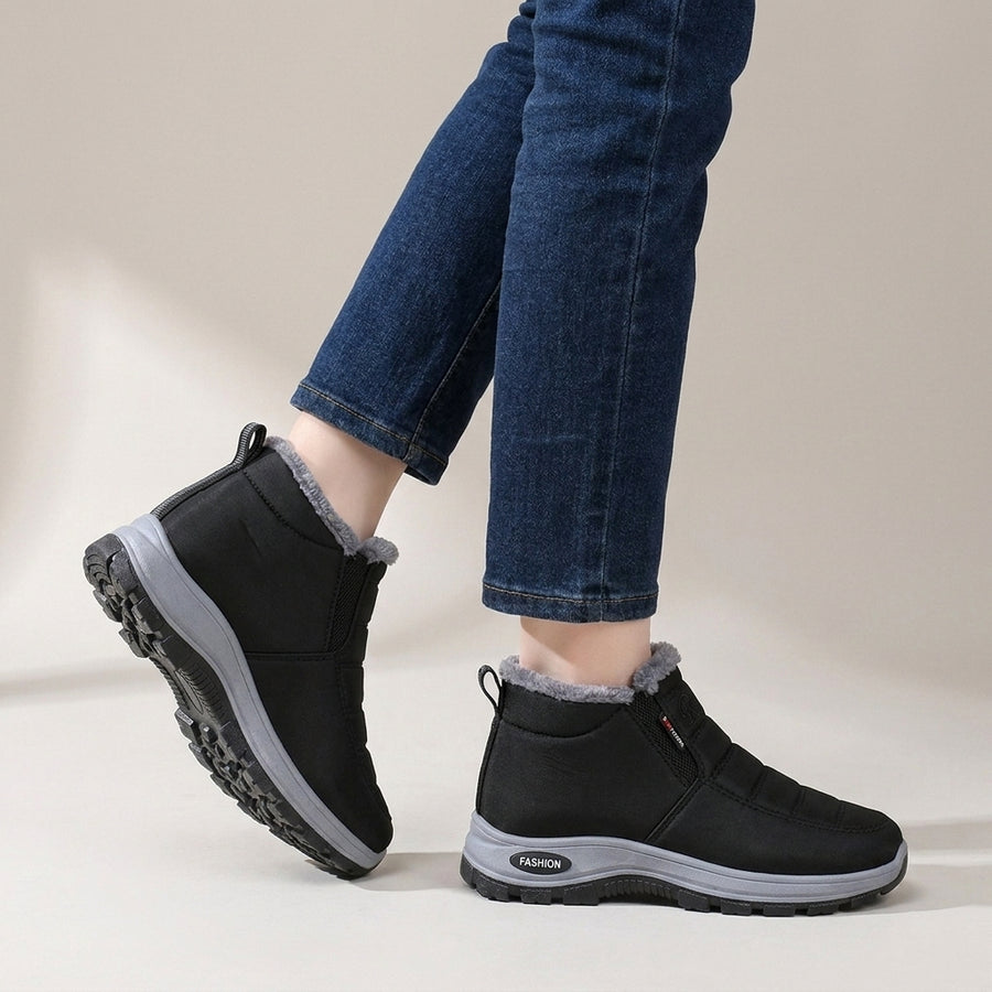Women's Fleece Lined Waterproof Winter Walking Shoes – Black