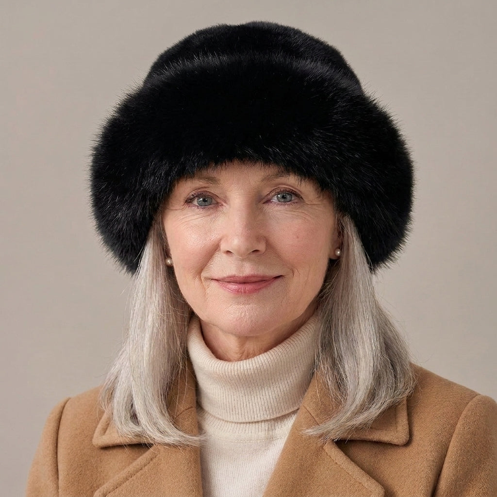 Women's Fluffy Faux Fur Bucket Hat, Warm Lined – Pink