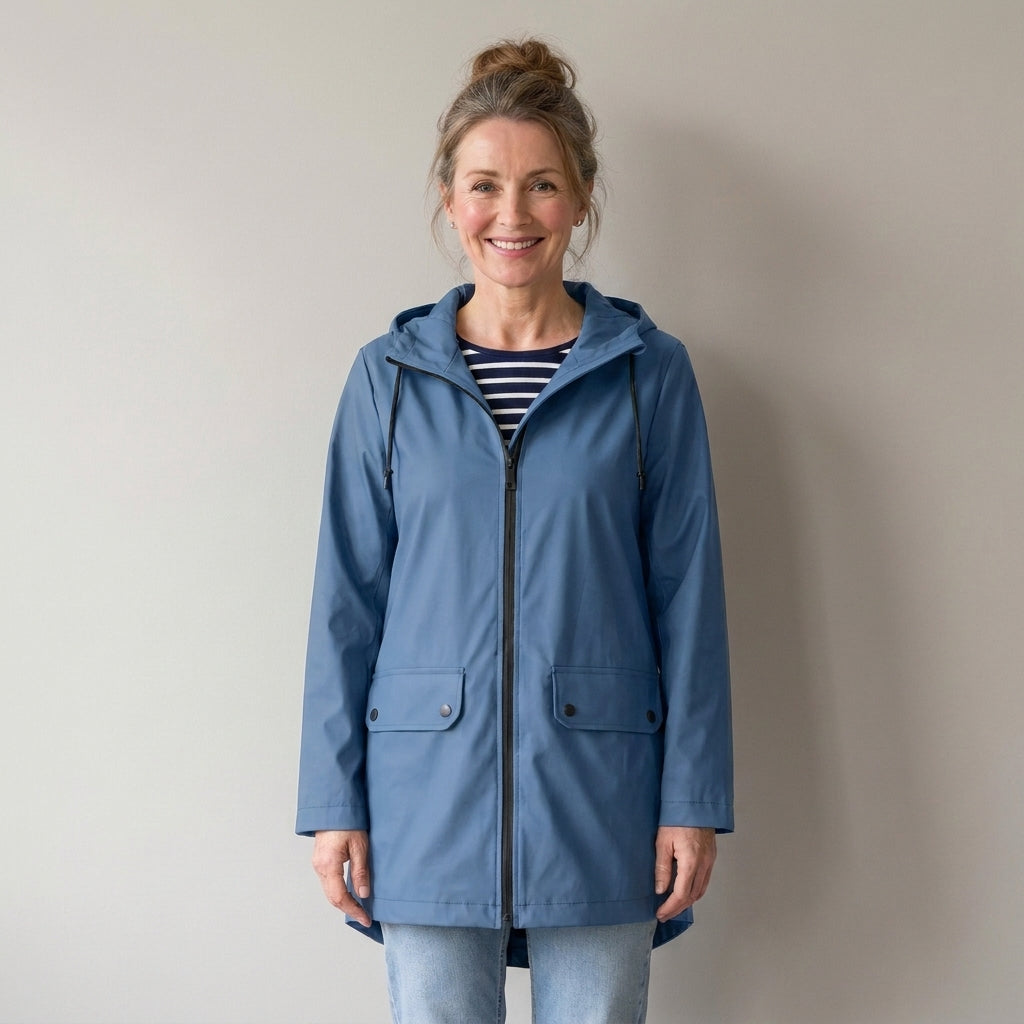 Women's Waterproof Hooded Rain Jacket, Lightweight – Black