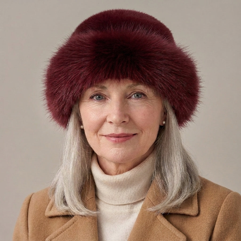 Women's Fluffy Faux Fur Bucket Hat, Warm Lined – Pink