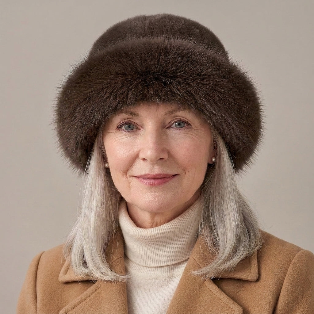 Women's Fluffy Faux Fur Bucket Hat, Warm Lined – Pink