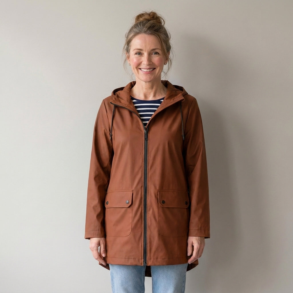 Women's Waterproof Hooded Rain Jacket, Lightweight – Black