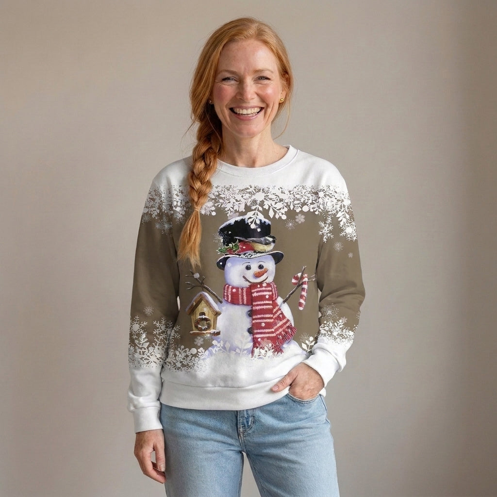 Women's Snowman Christmas Jumper, Crew Neck Sweatshirt – Blue