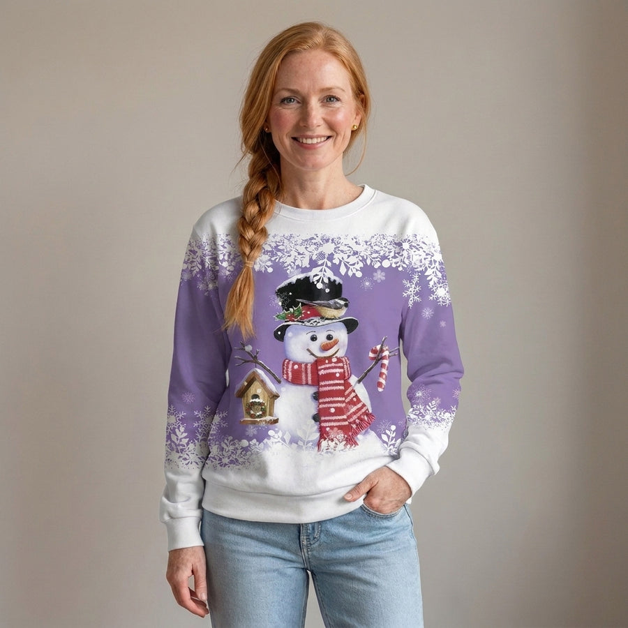 Women's Snowman Christmas Jumper, Crew Neck Sweatshirt – Blue