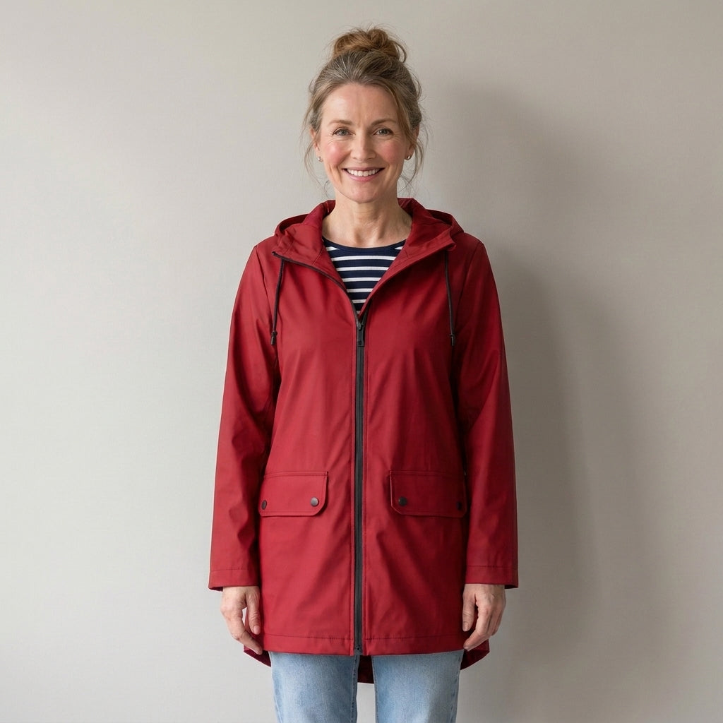 Women's Waterproof Hooded Rain Jacket, Lightweight – Black